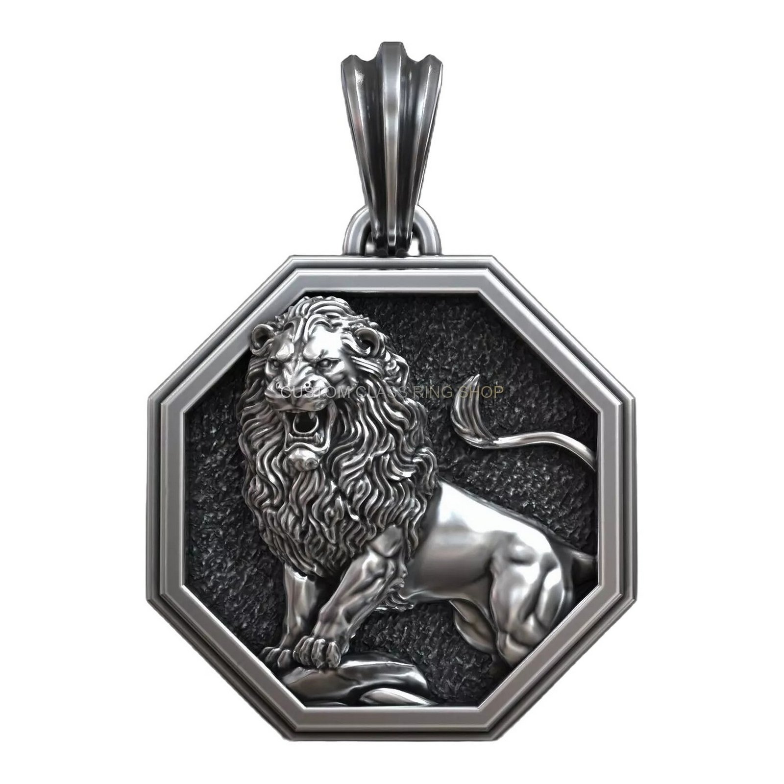 leo zodiac sign sterling silver pendant with roaring lion head