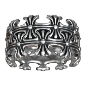 Sterling silver maltese cross biker ring, bottom three-quarter angled view