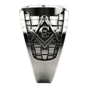 Mens sterling silver masonic ring with oxidized antique finish