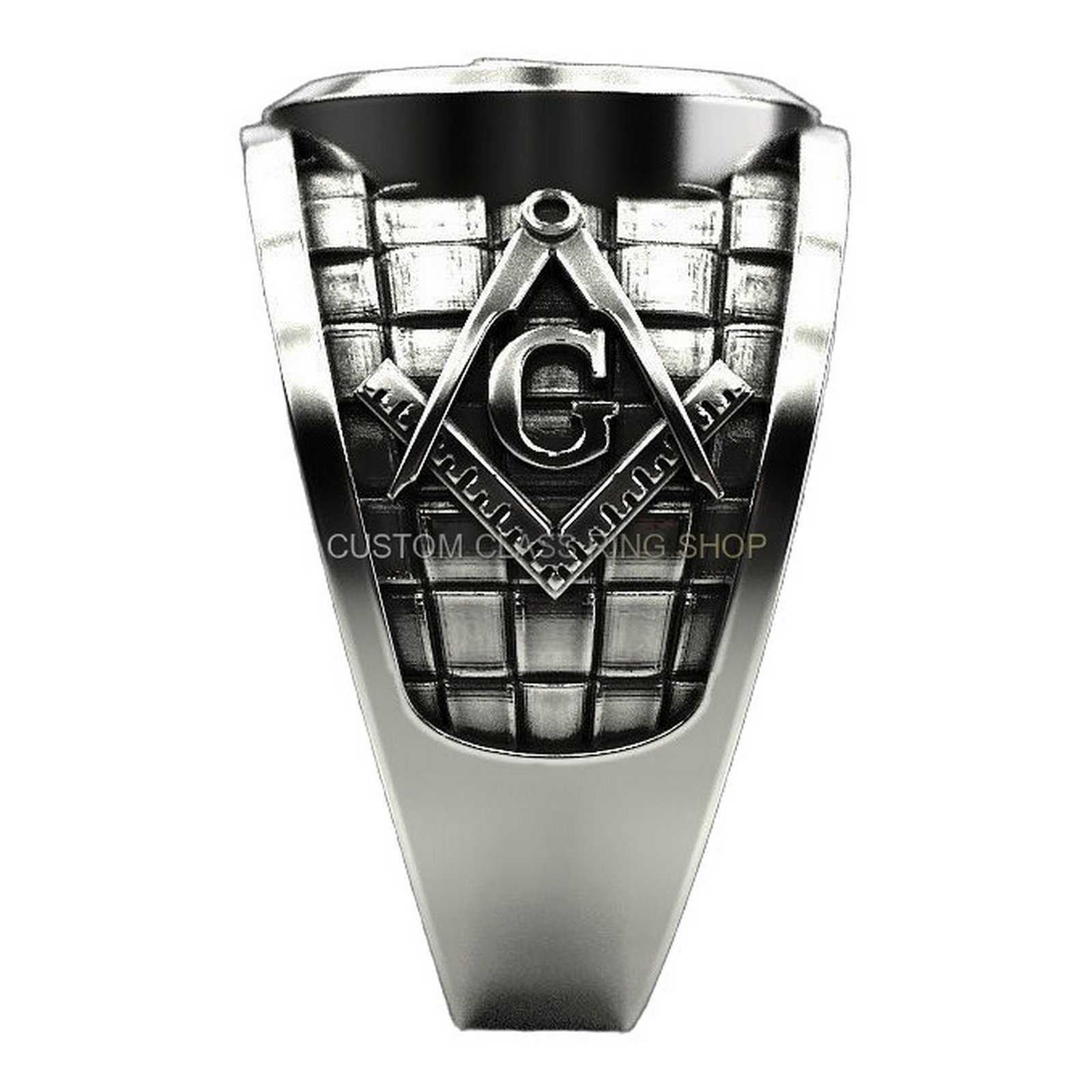Mens sterling silver masonic ring with oxidized antique finish
