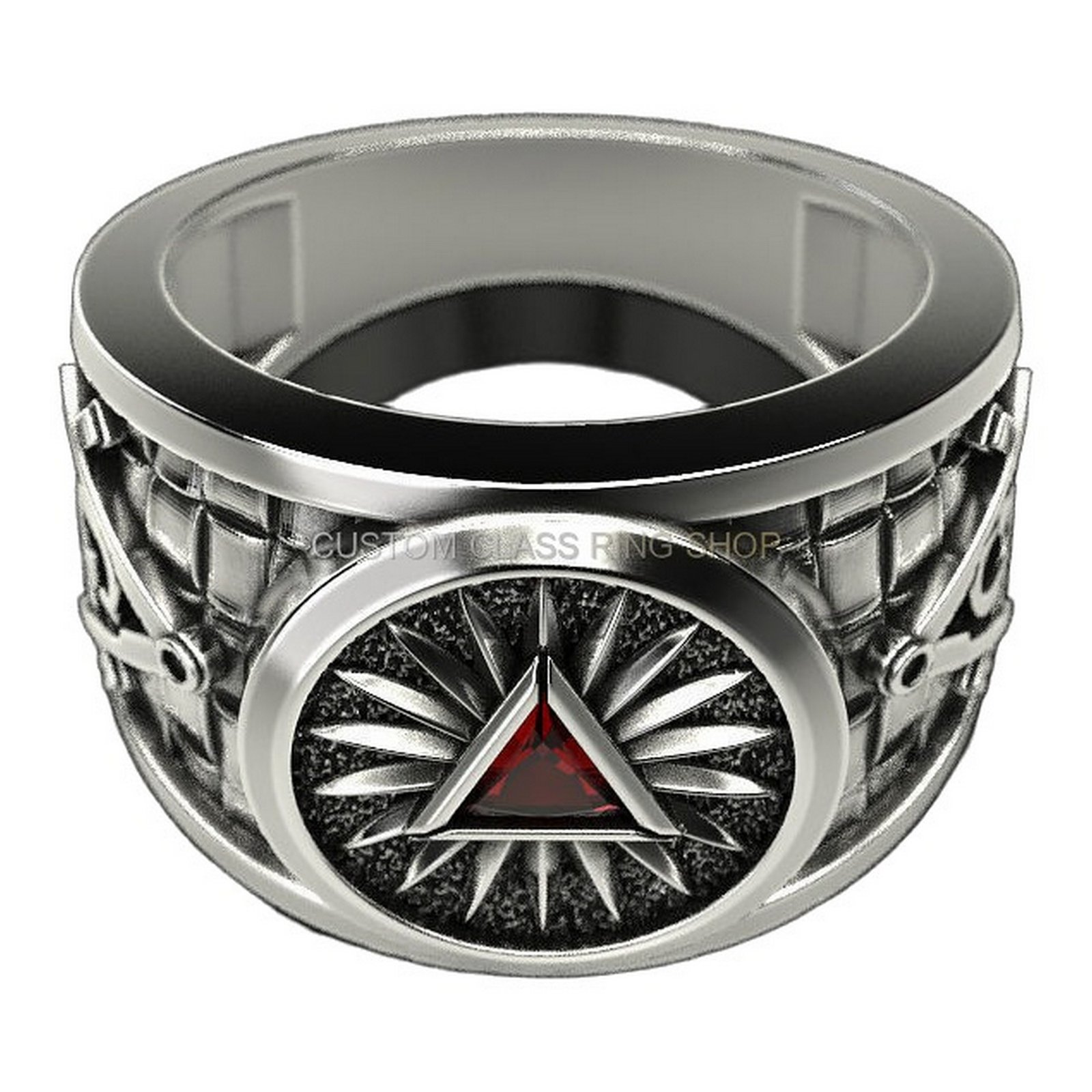 Mens sterling silver masonic ring with oxidized antique finish