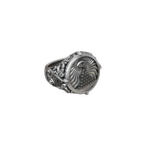 Sterling silver masonic all-seeing eye pyramid ring with ornate filigree
