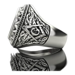 Sterling silver all seeing eye pyramid ring with beaded frame