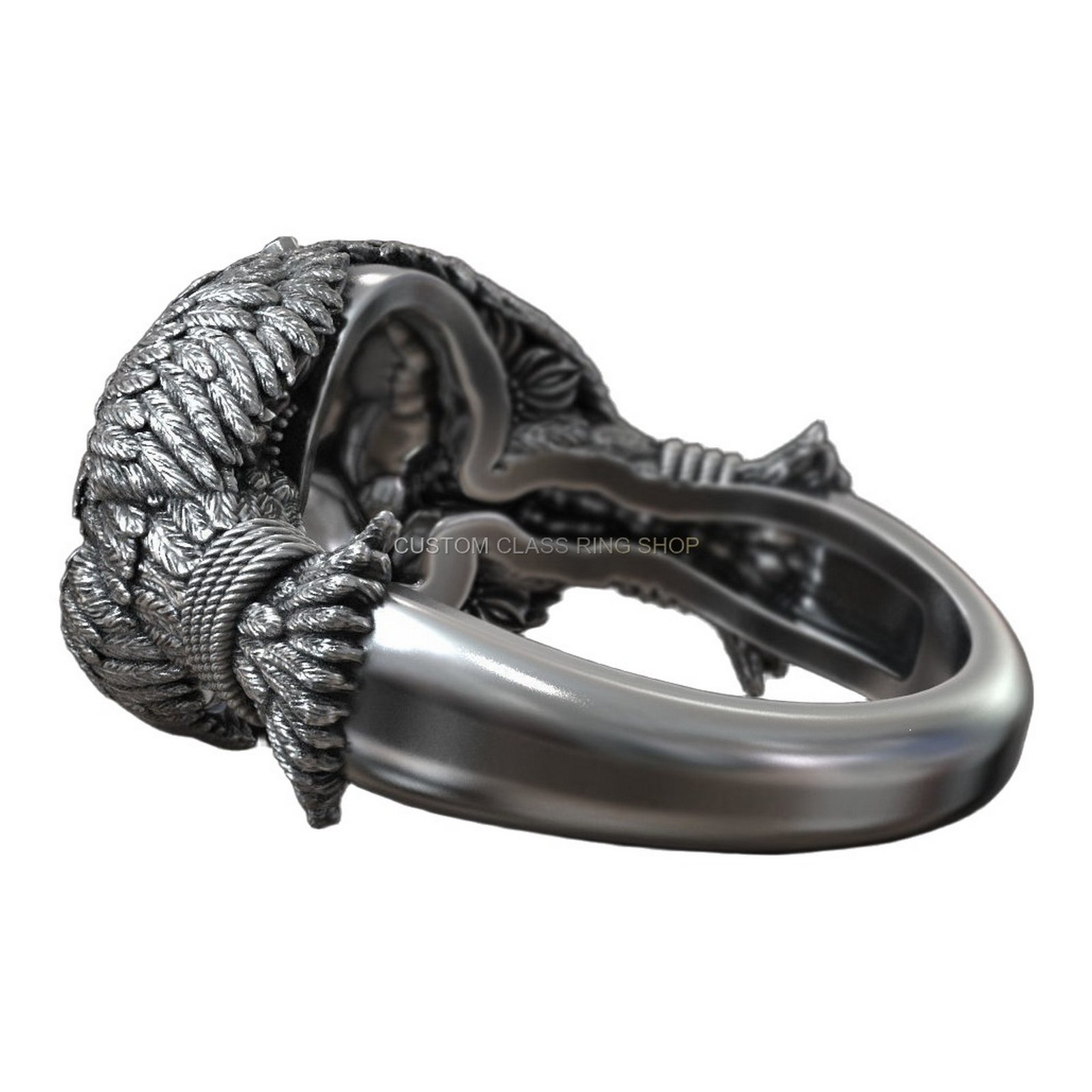 Sterling silver masonic skull crow ring oxidized 925 gothic