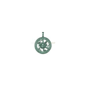 Sterling silver medusa trinacria pendant with Greek key border