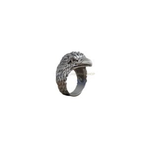 mens sterling silver eagle head ring oxidized antique finish
