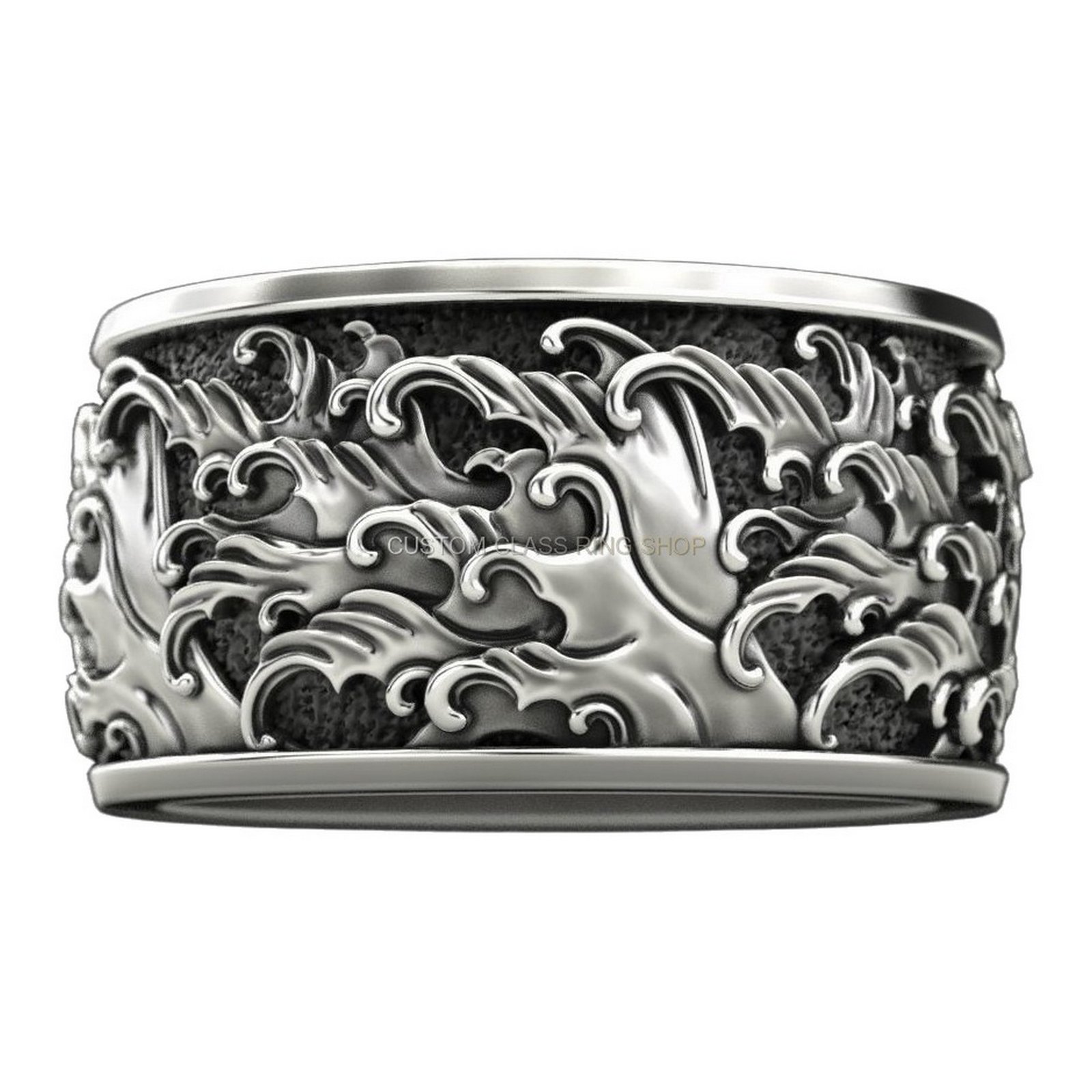 Unisex sterling silver baroque filigree ring with ornate scrollwork