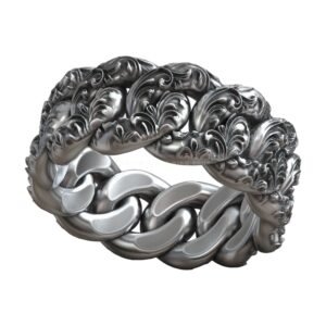 miami cuban chain link ring oxidized floral pattern 3d model 24fa991507
