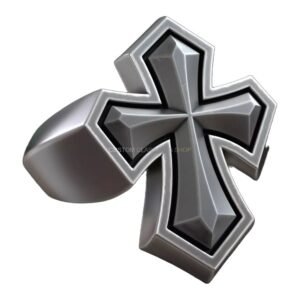 Sterling silver minimalist christian cross ring with beveled frame