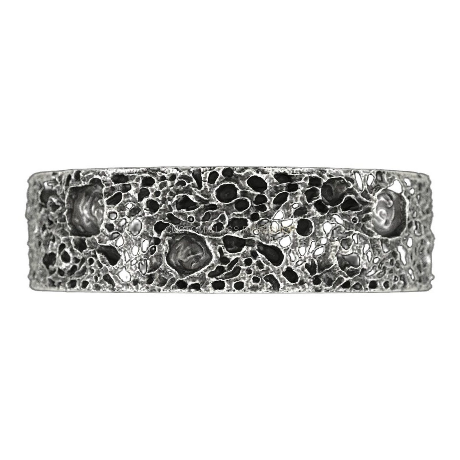 Unisex 925 silver textured statement ring with dimensional bubble motifs