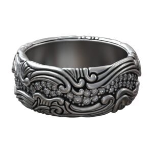 ocean wave pattern diamond wedding band 3d model 453c412a17