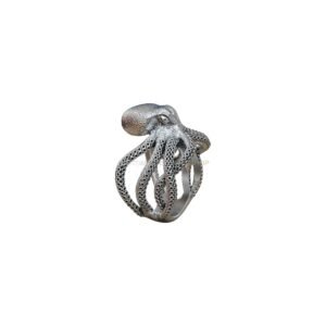 Sterling silver octopus tentacle ring with textured suction cup details