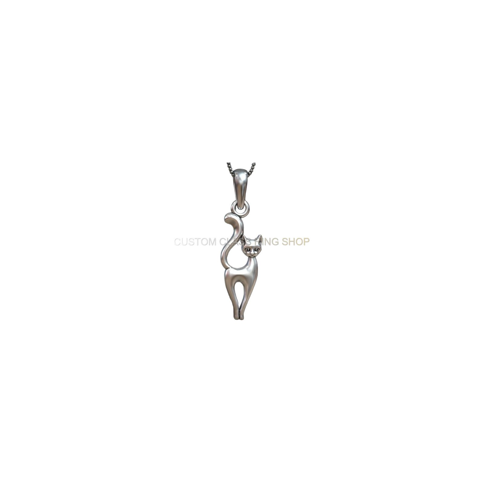 Women's sterling silver cat pendant necklace with arched standing cat design