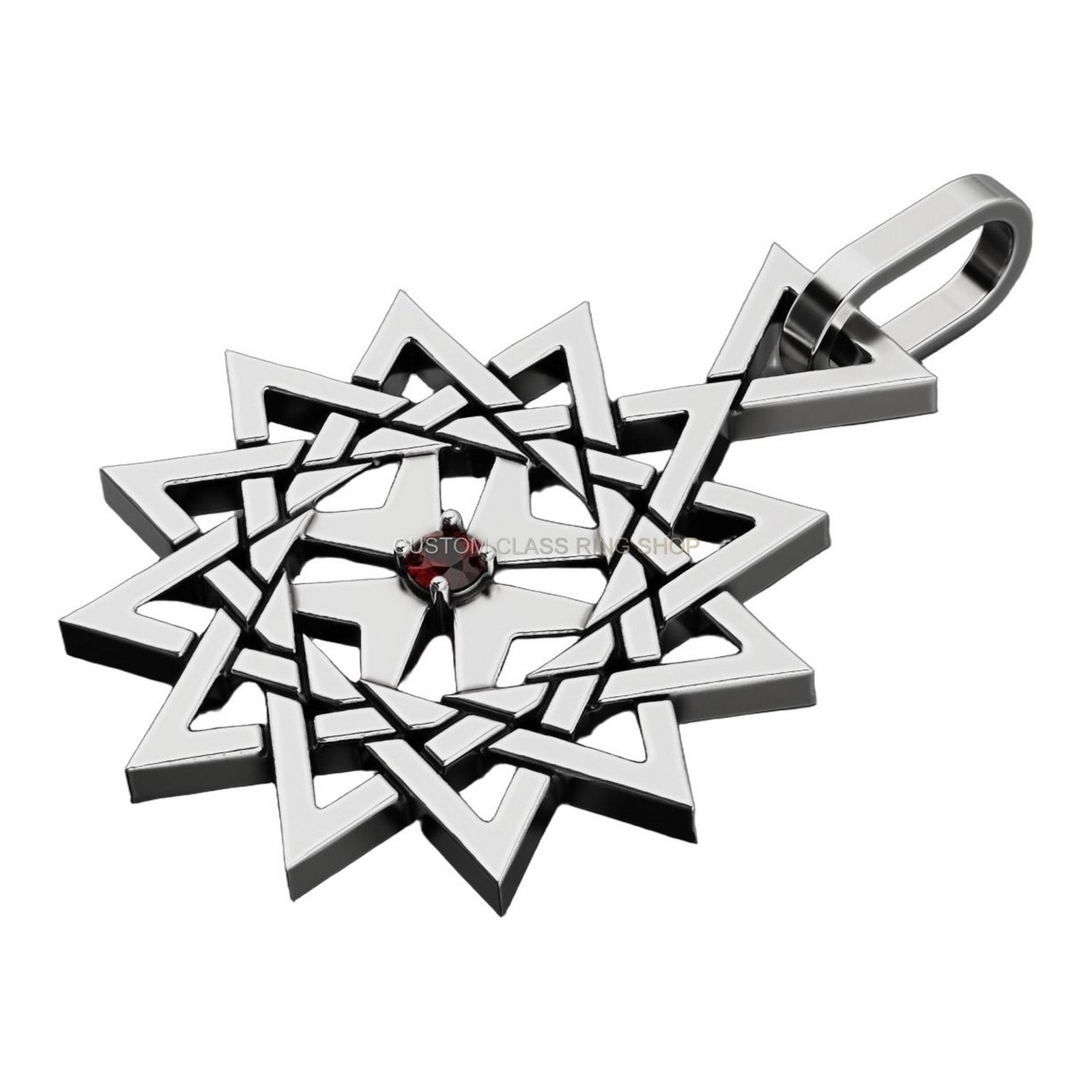 Sterling silver geometric star pendant with interlocking design