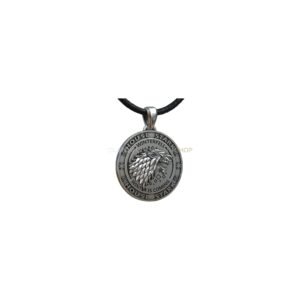 sterling silver House Stark pendant necklace with direwolf sigil