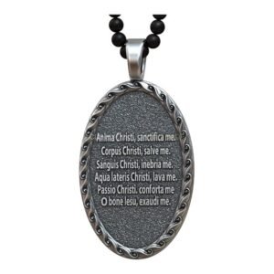 Sterling silver Jesus Christ pendant with staff and lamb on black beaded chain