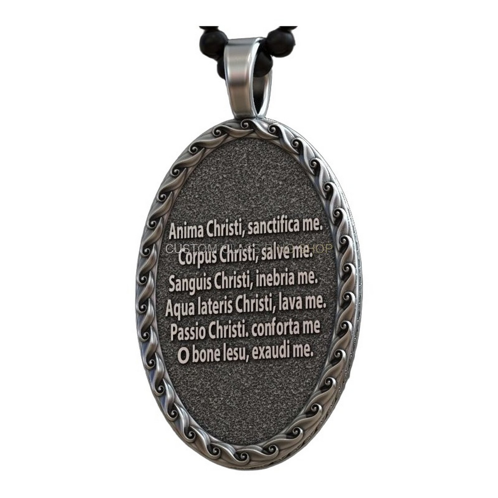 Sterling silver Jesus Christ pendant necklace, back reverse prayer inscription