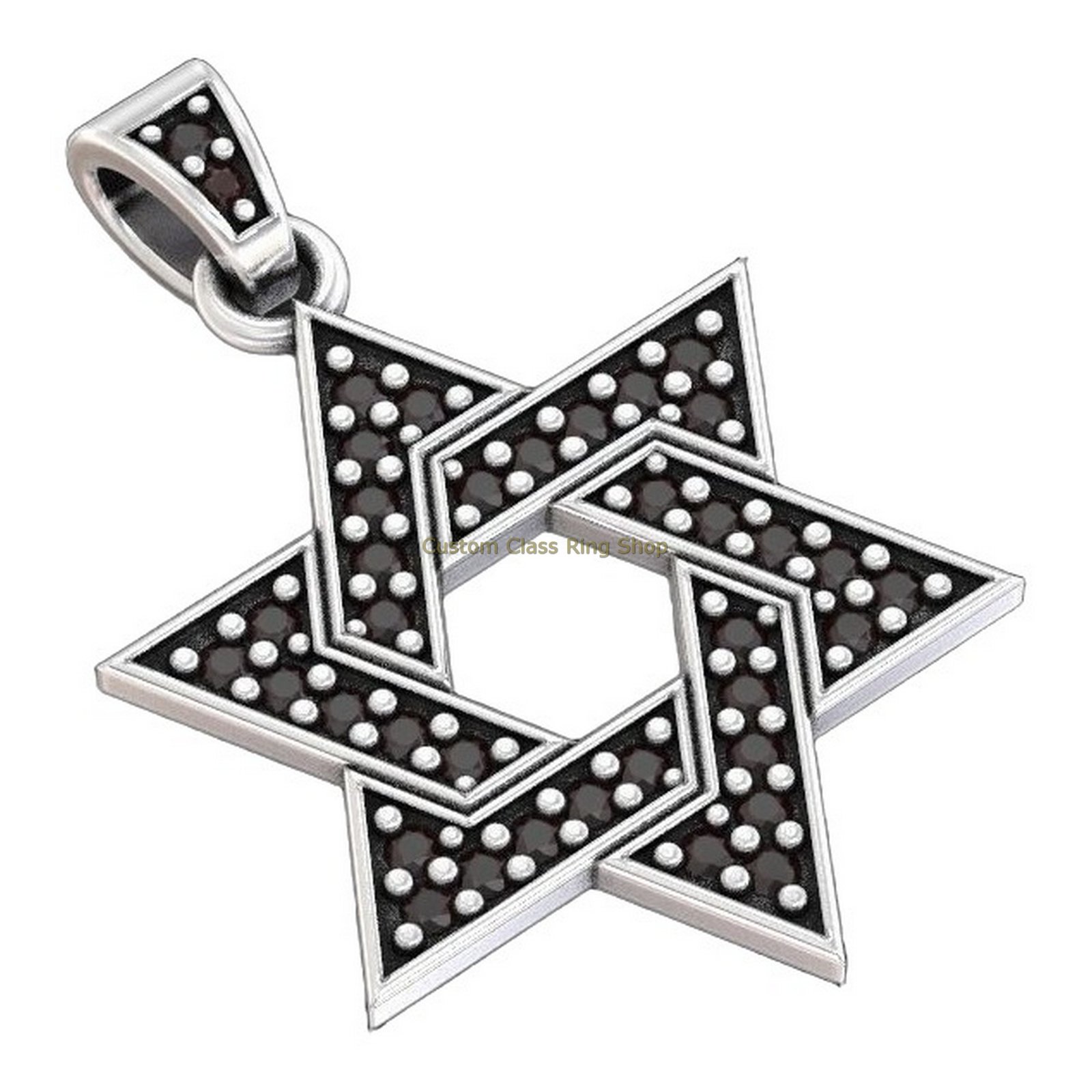 Sterling silver star of david pendant, angled three-quarter view