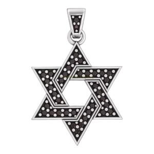 Sterling silver star of david pendant, side profile with pendant loop