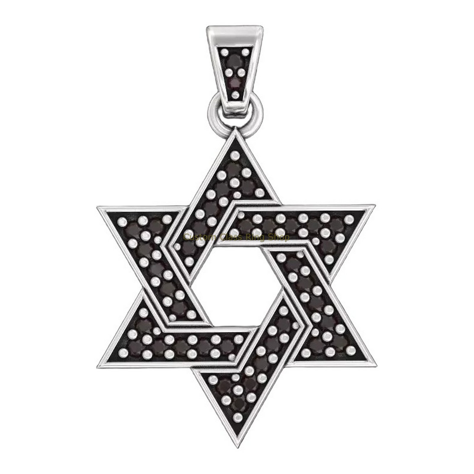 Sterling silver star of david pendant, side profile with pendant loop