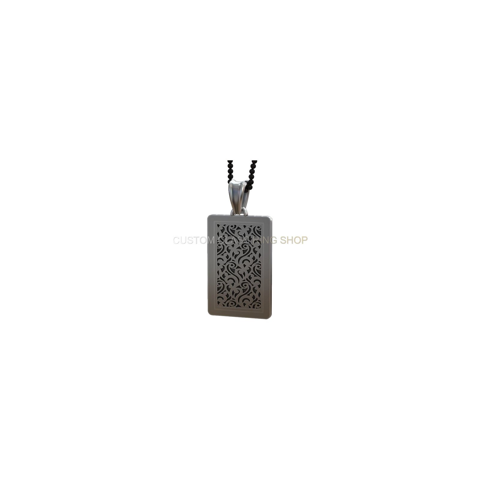 Sterling silver playing card queen hearts pendant with undead gothic motif