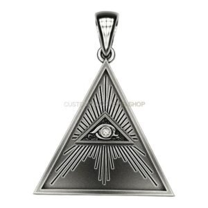 Sterling silver all-seeing eye pendant with radiating triangle design