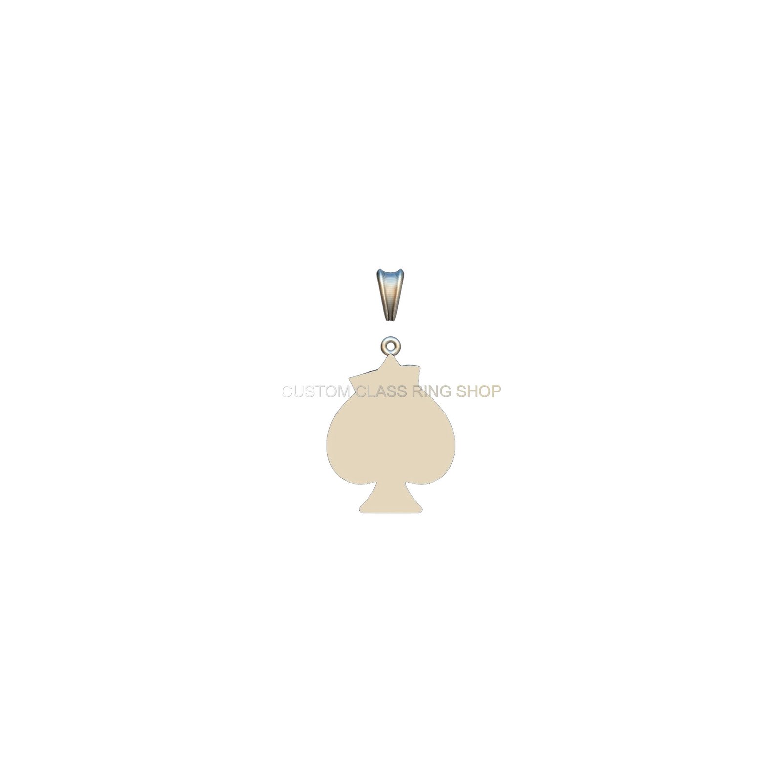 Sterling silver skull spades card pendant, side view showing three-dimensional relief