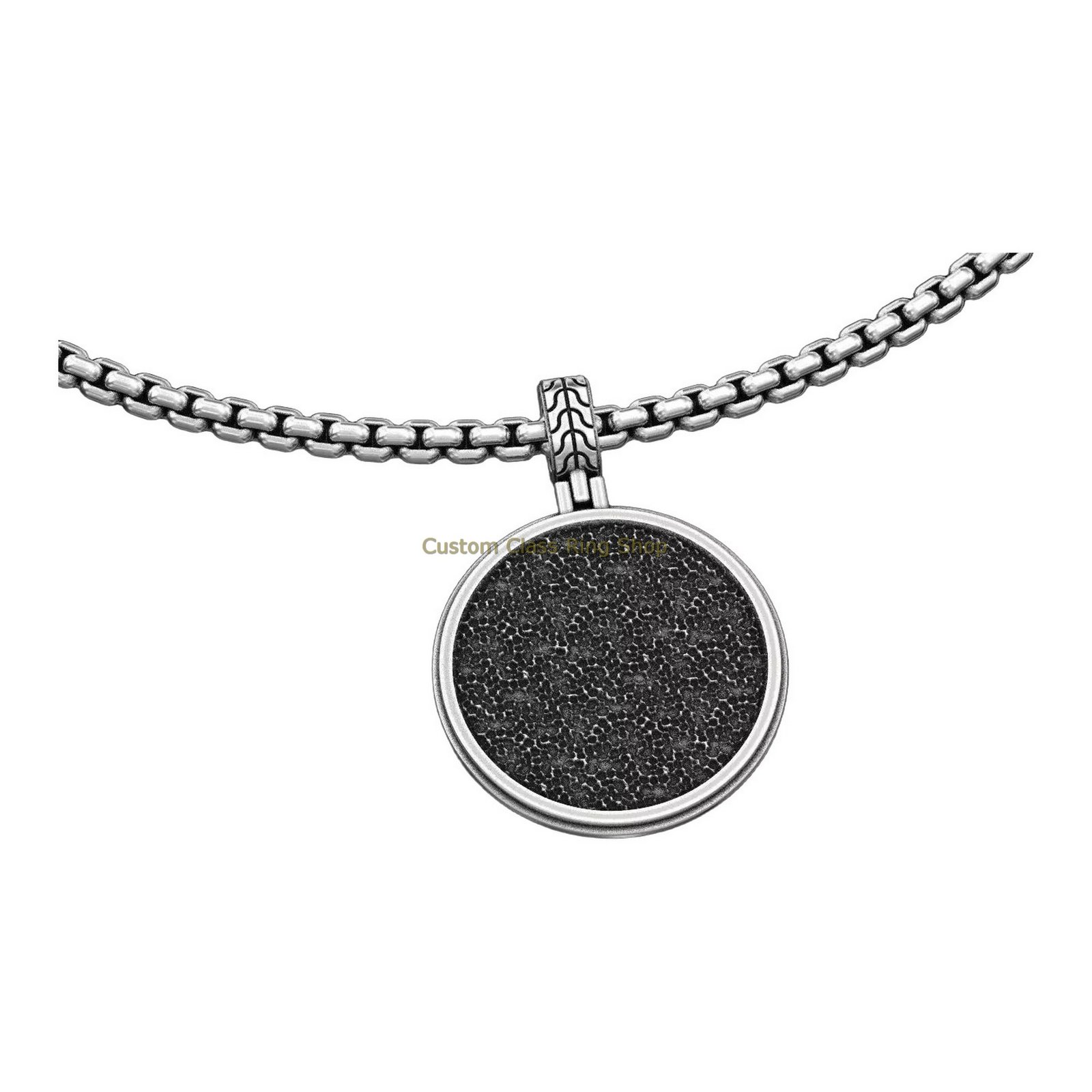 Sterling silver eagle yin yang pendant, front head-on view with chain