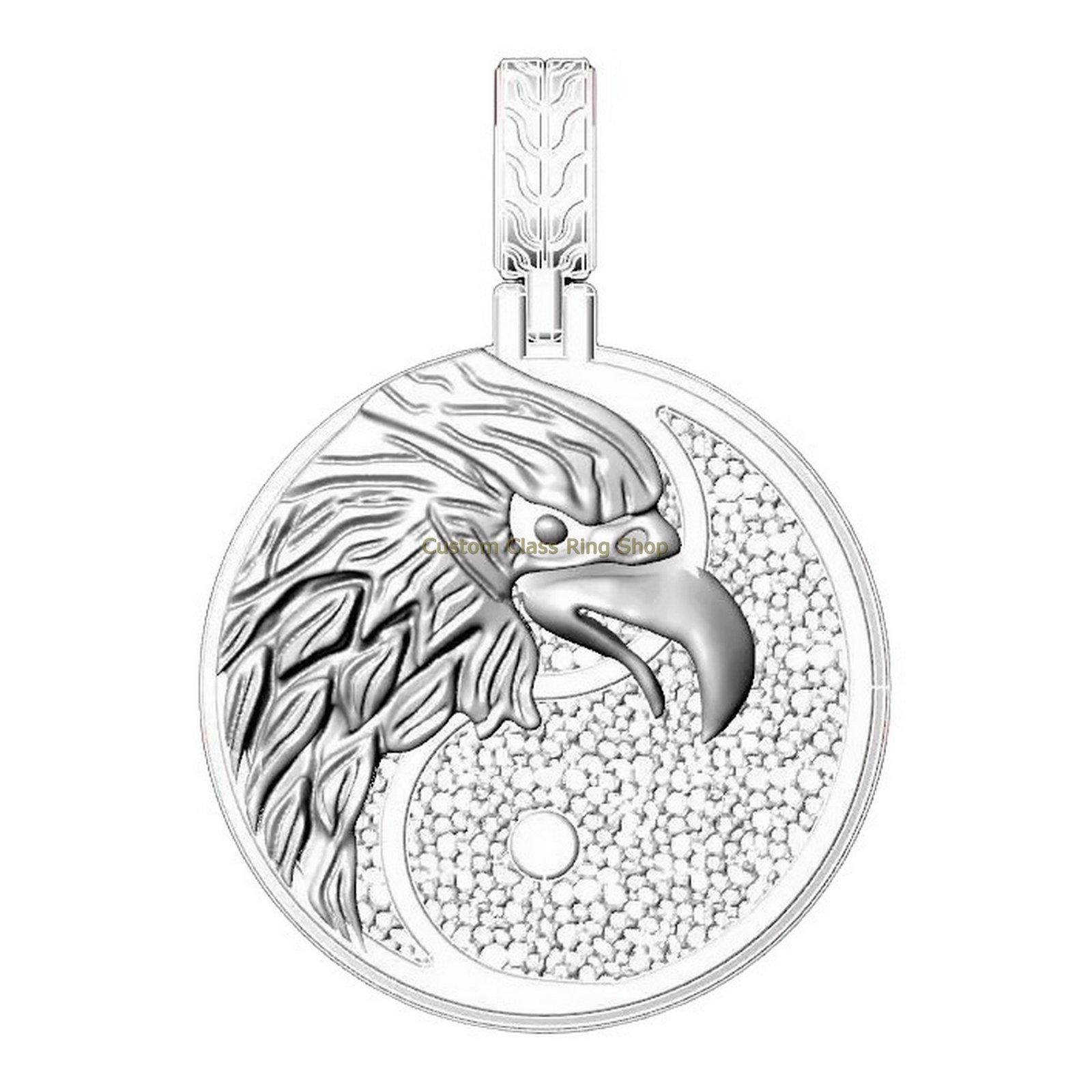 Oxidized sterling silver eagle yin yang pendant with box chain necklace