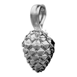 sterling silver pine cone pendant polished finish