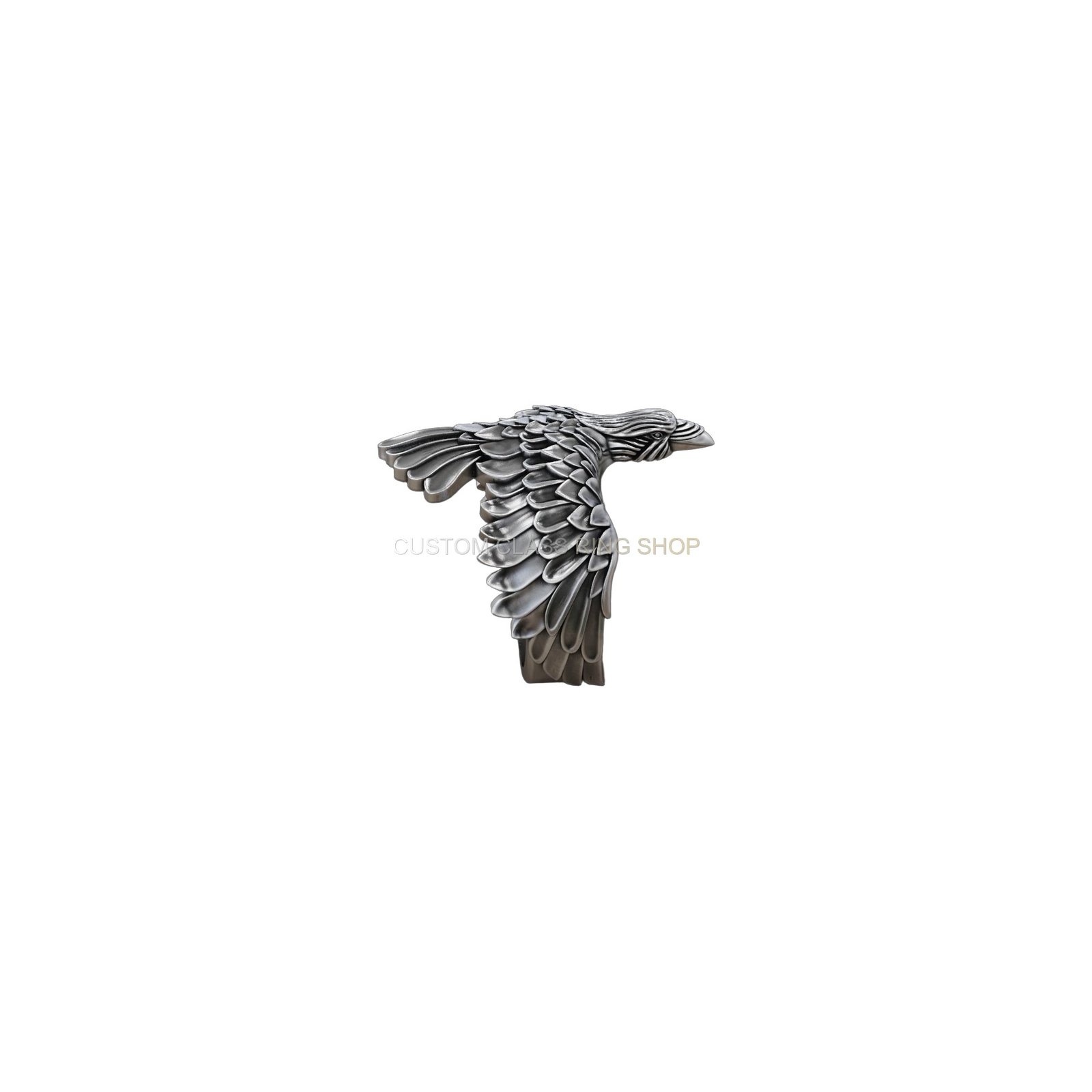 Sterling silver raven wings feather ring with oxidized finish
