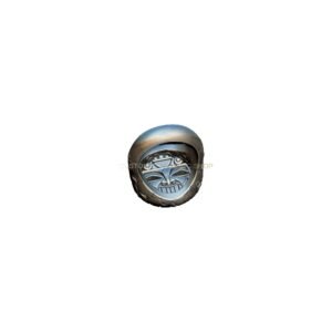 Aztec maya mask sterling silver ring with geometric carved face