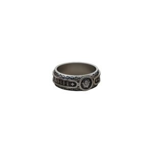 Mens orthodox cherub sterling silver ring with beaded border