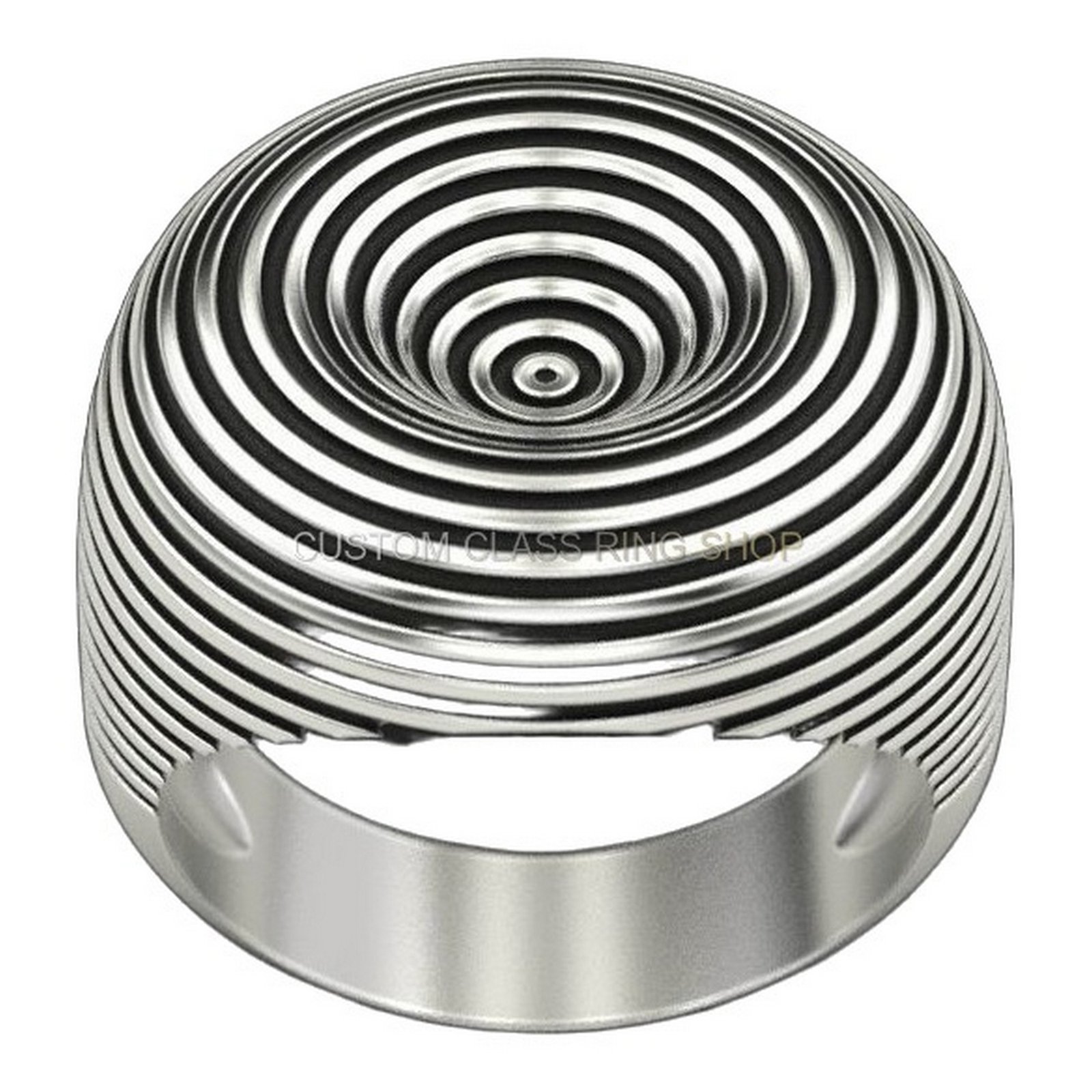 sterling silver concentric circles statement ring polished finish