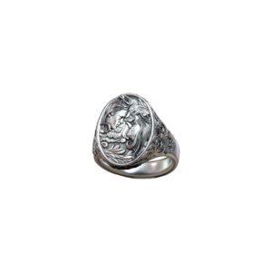womens sterling silver faces floral ring baroque detail