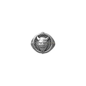 Women's sterling silver hannya demon ring with oxidized finish
