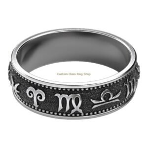 Sterling silver zodiac constellation ring with oxidized antique finish