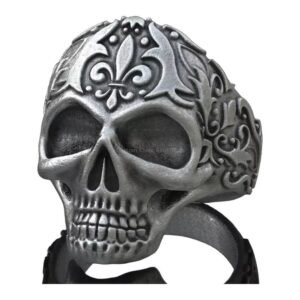 sterling silver skull statement ring front view