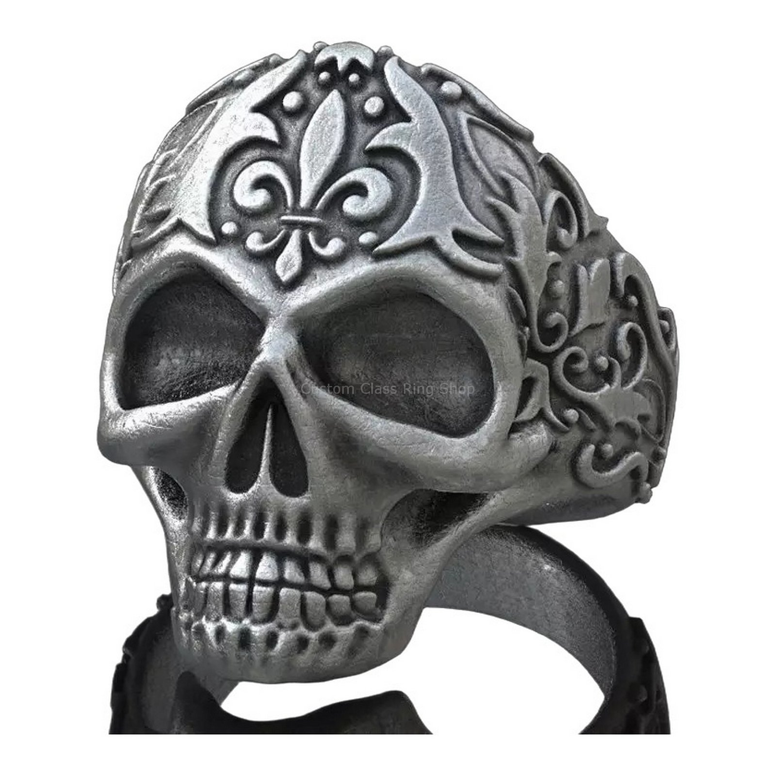 sterling silver skull statement ring front view
