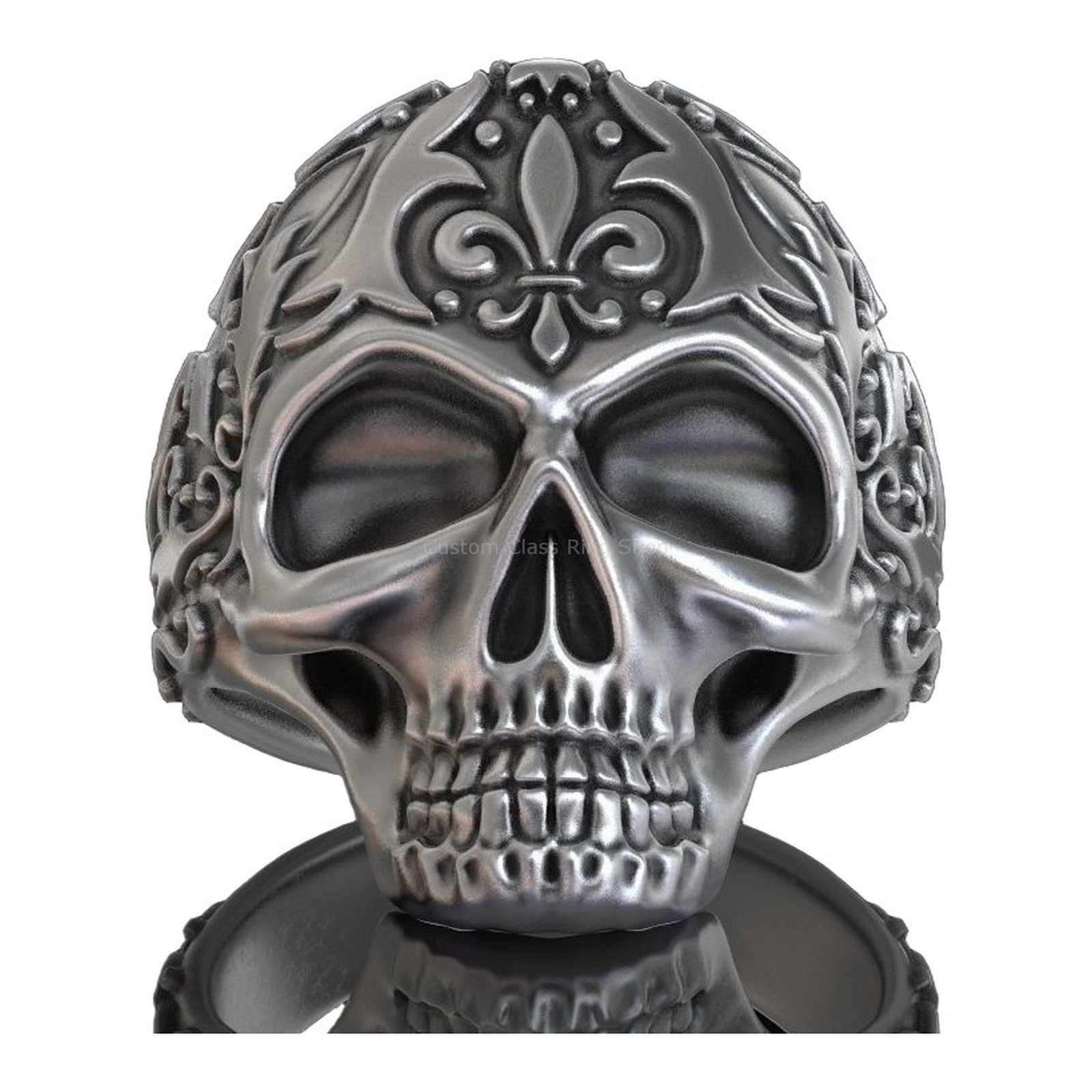 sterling silver skull statement ring front view
