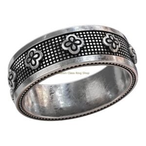 Sterling silver cross band statement ring with oxidized finish