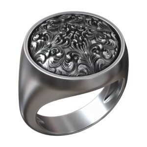 rococo floral ornament signet circle ring 3d model 800e7089fe