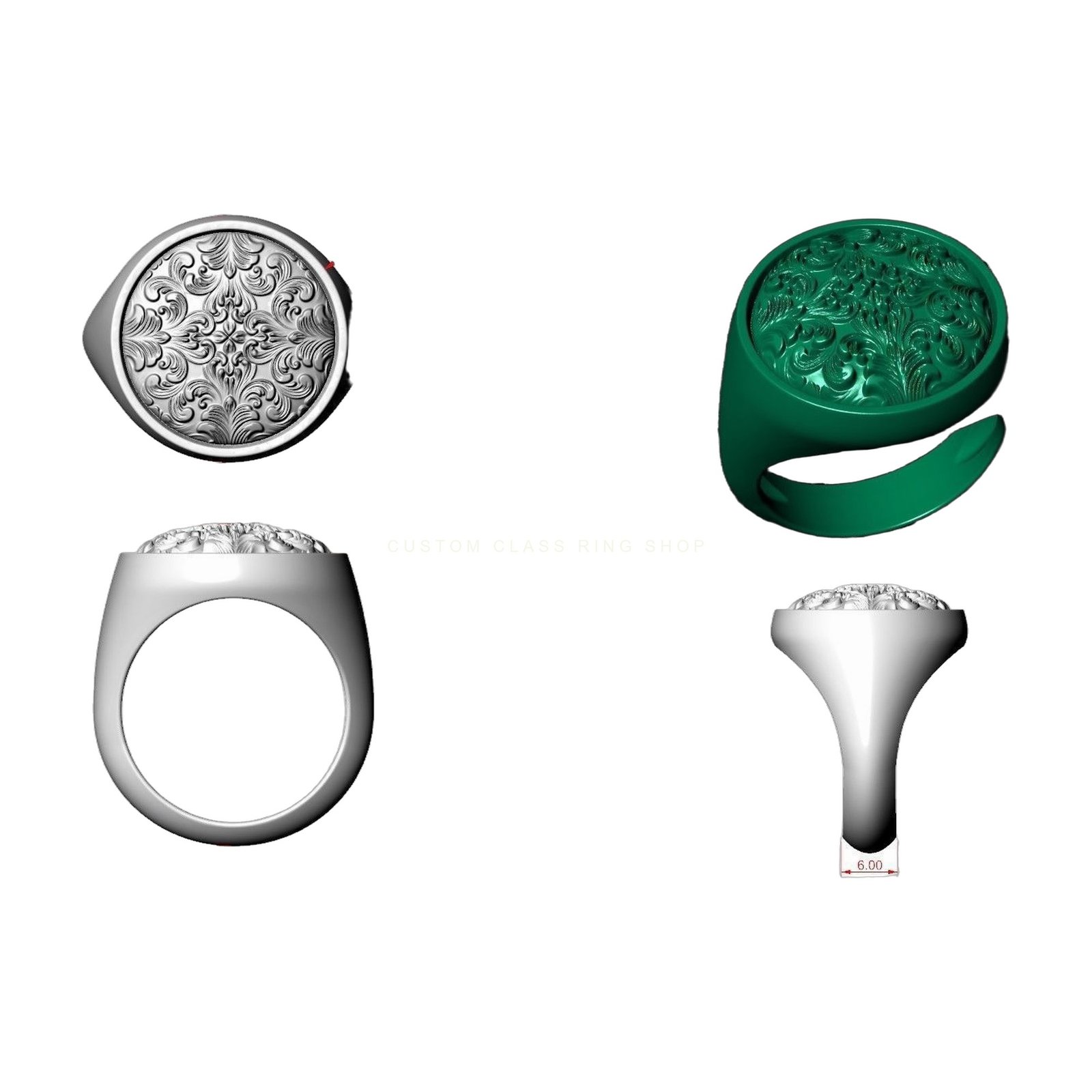 rococo floral ornament signet circle ring 3d model obj fbx stl 3dm ztl (3)