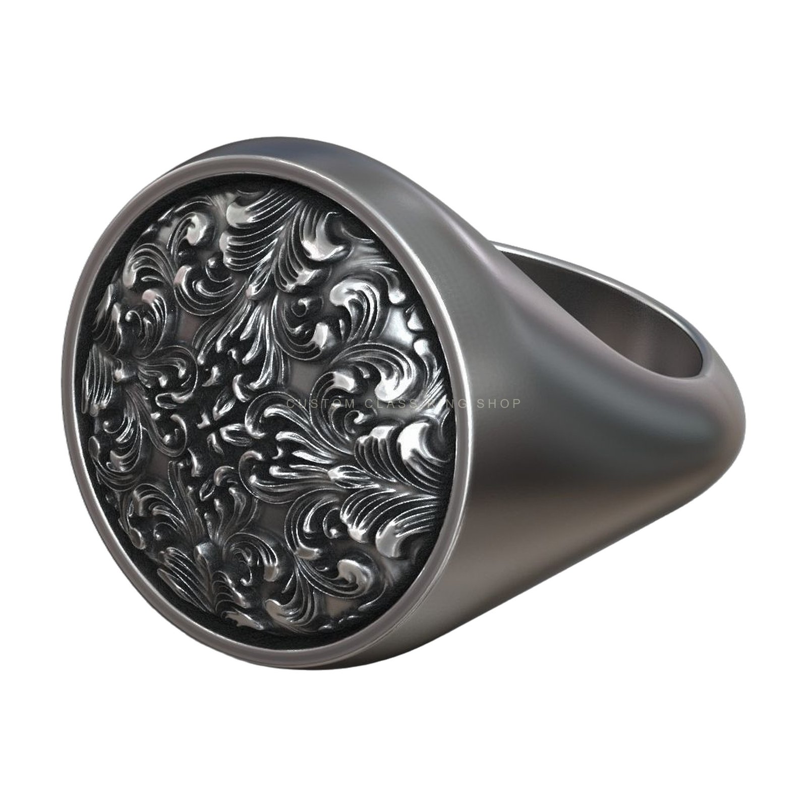 rococo floral ornament signet circle ring 3d model obj fbx stl 3dm ztl