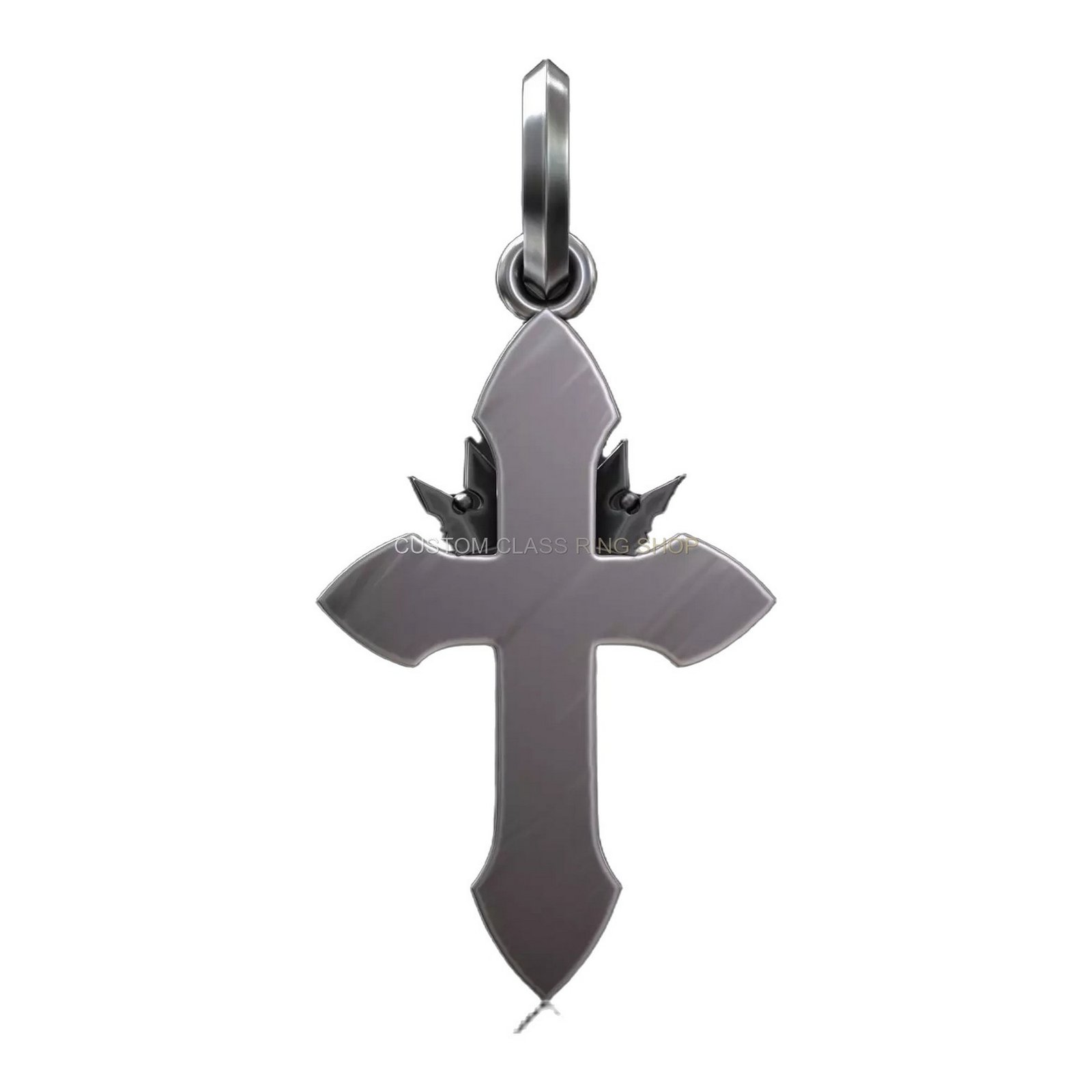 Sterling silver royal gothic crowned cross pendant with ornate crown and oxidized finish