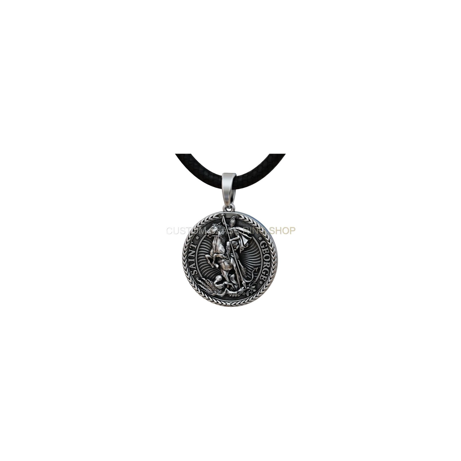 sterling silver saint george slaying dragon pendant oxidized 925