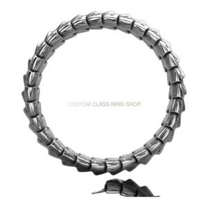 Unisex oxidized sterling silver scallop bracelet with textured segments