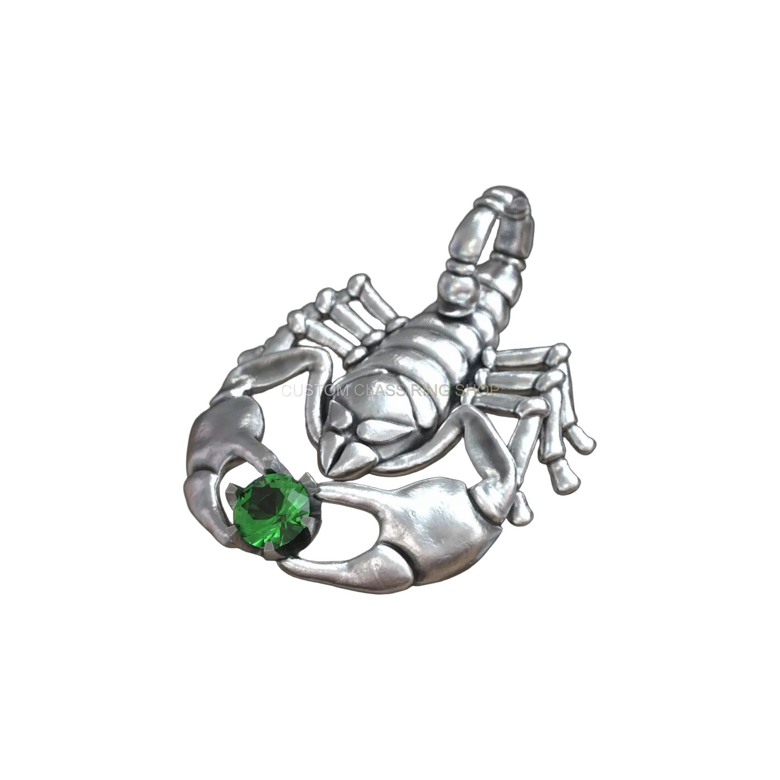 Sterling silver scorpion zodiac pendant, three-quarter rotated view