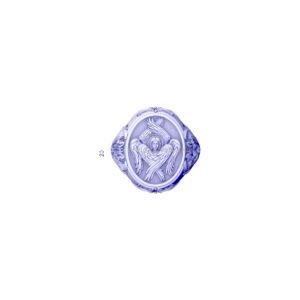 Sterling silver seraphim angel signet ring with baroque ornament, oxidized antique finish