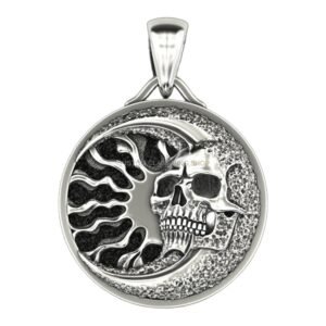 Unisex sterling silver brain skull pendant - oxidized 925 handmade statement piece